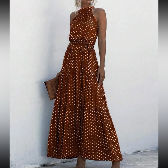 Boho gypsy dot halter maxi dress - Picture 4 of 10